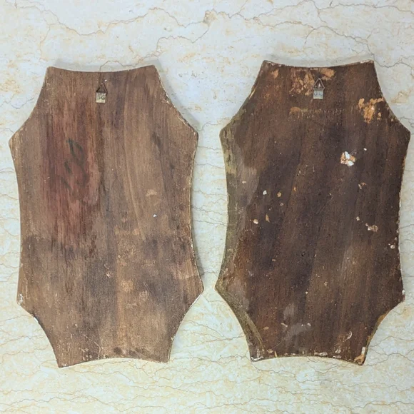 Vintage Italian Gold Gilt Pair Florentine Wooden Frames Garden Scene Wall Plaque - Picture 2 of 11